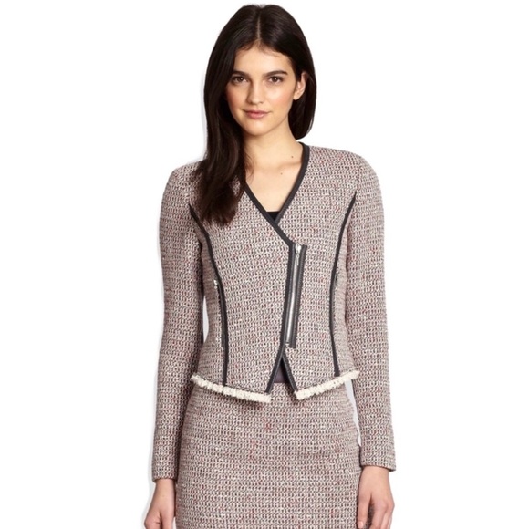Rebecca Taylor Jackets & Blazers - NEW REBECCA TAYLOR LEATHER TRIM TWEED JACKET